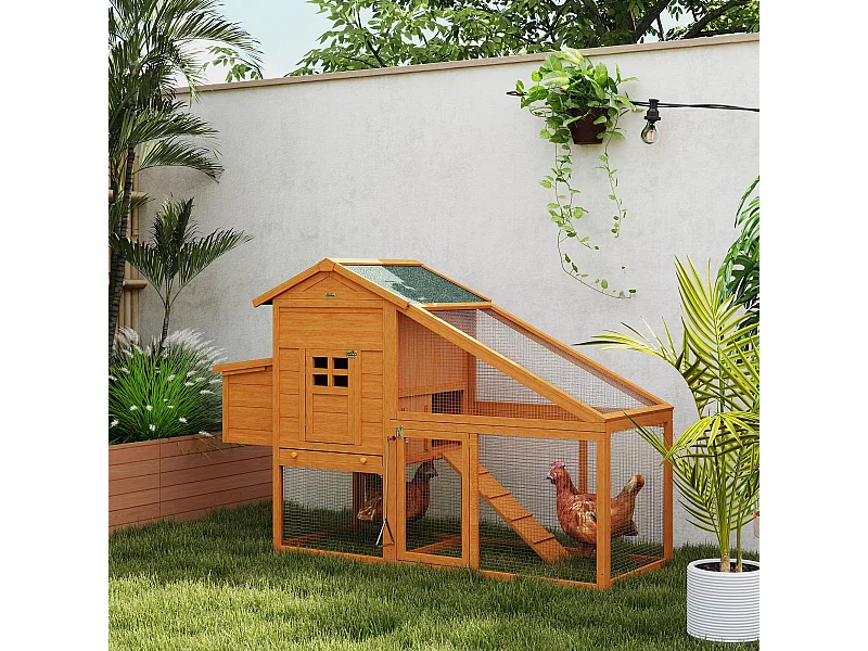 Pollaio da giardino per 1-2 galline in legno e metallo arancione