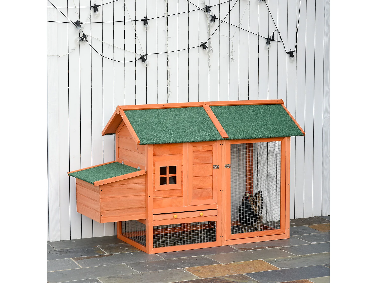 PawHut Pollaio in Legno Prefabbricato con Nido per la Cova e Casetta