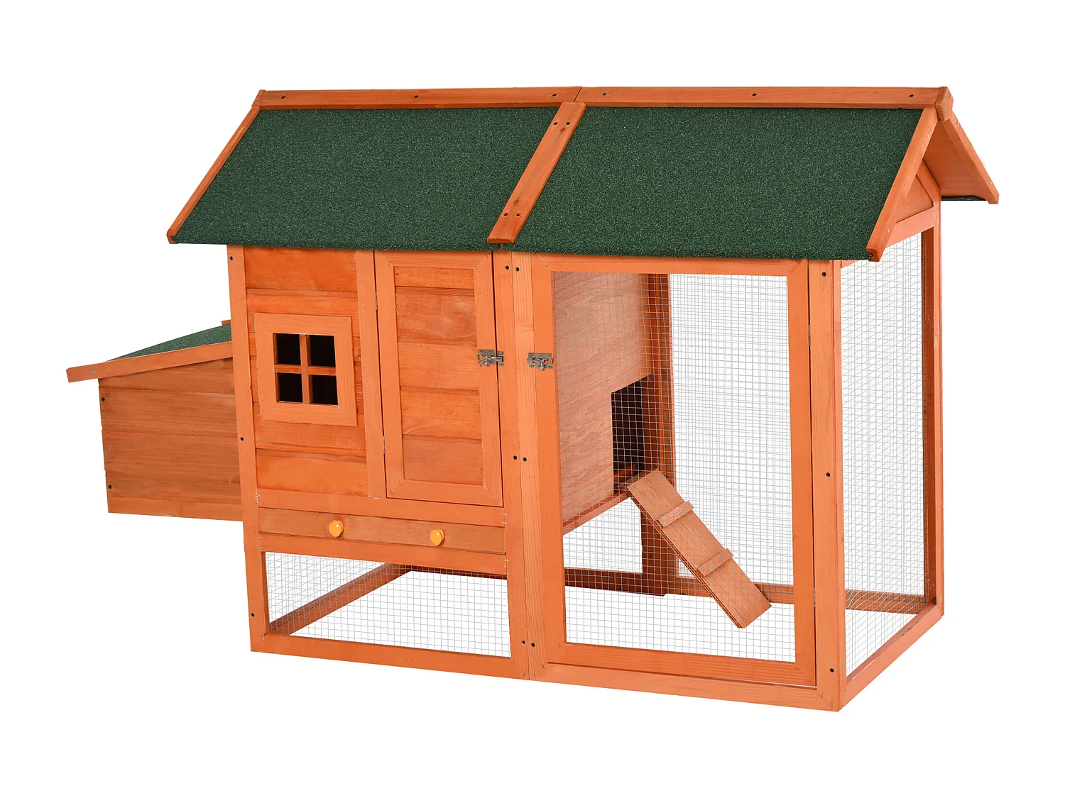 PawHut Pollaio in Legno Prefabbricato con Nido per la Cova e Casetta
