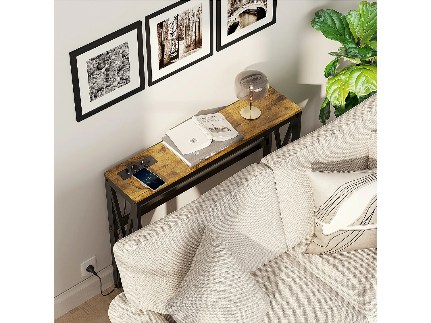 Consolle da ingresso con prese di corrente e usb