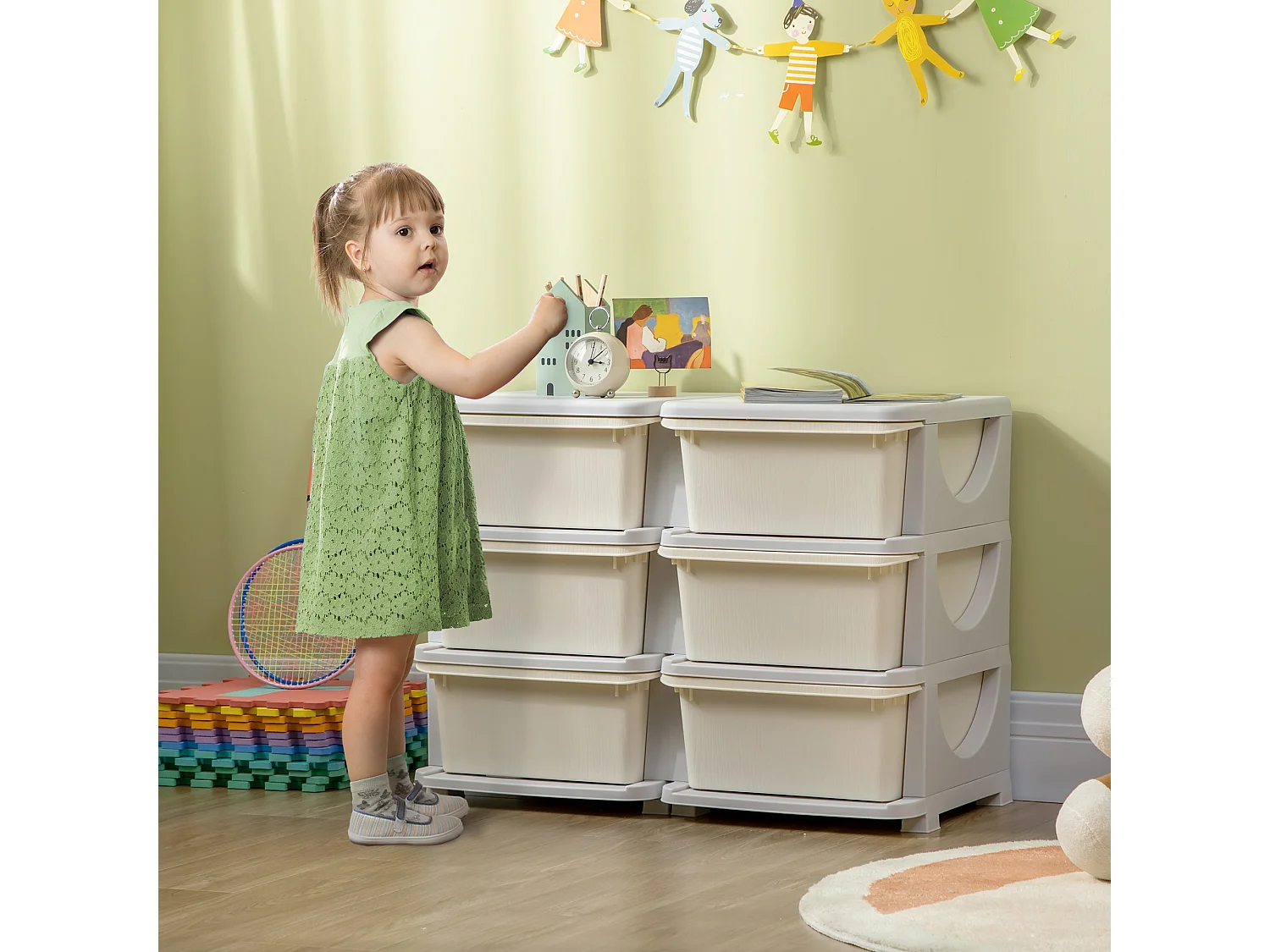 Mobile cassettiera per bambini 3-6 anni con bordi arrotondati