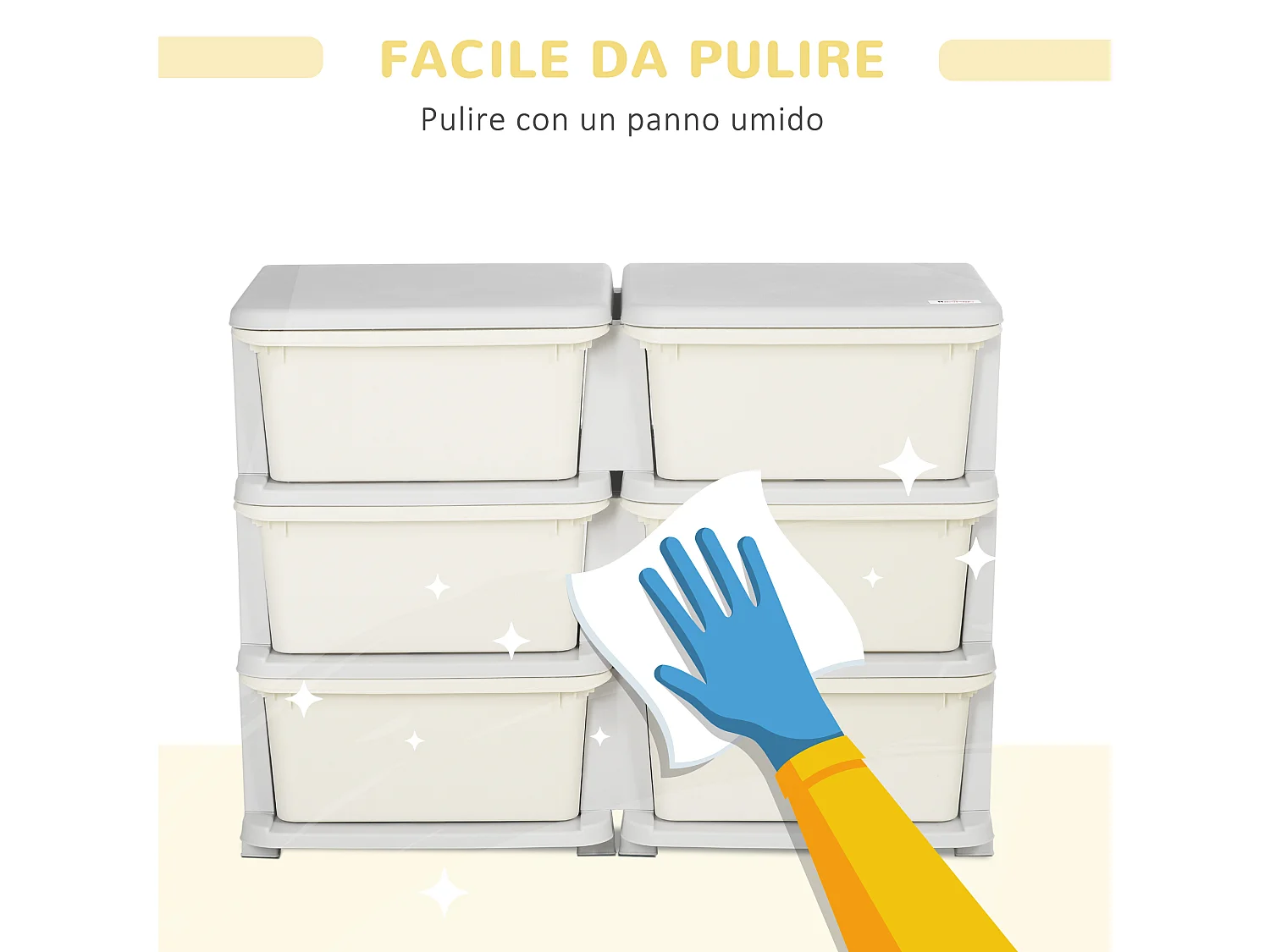 Mobile cassettiera per bambini 3-6 anni con bordi arrotondati