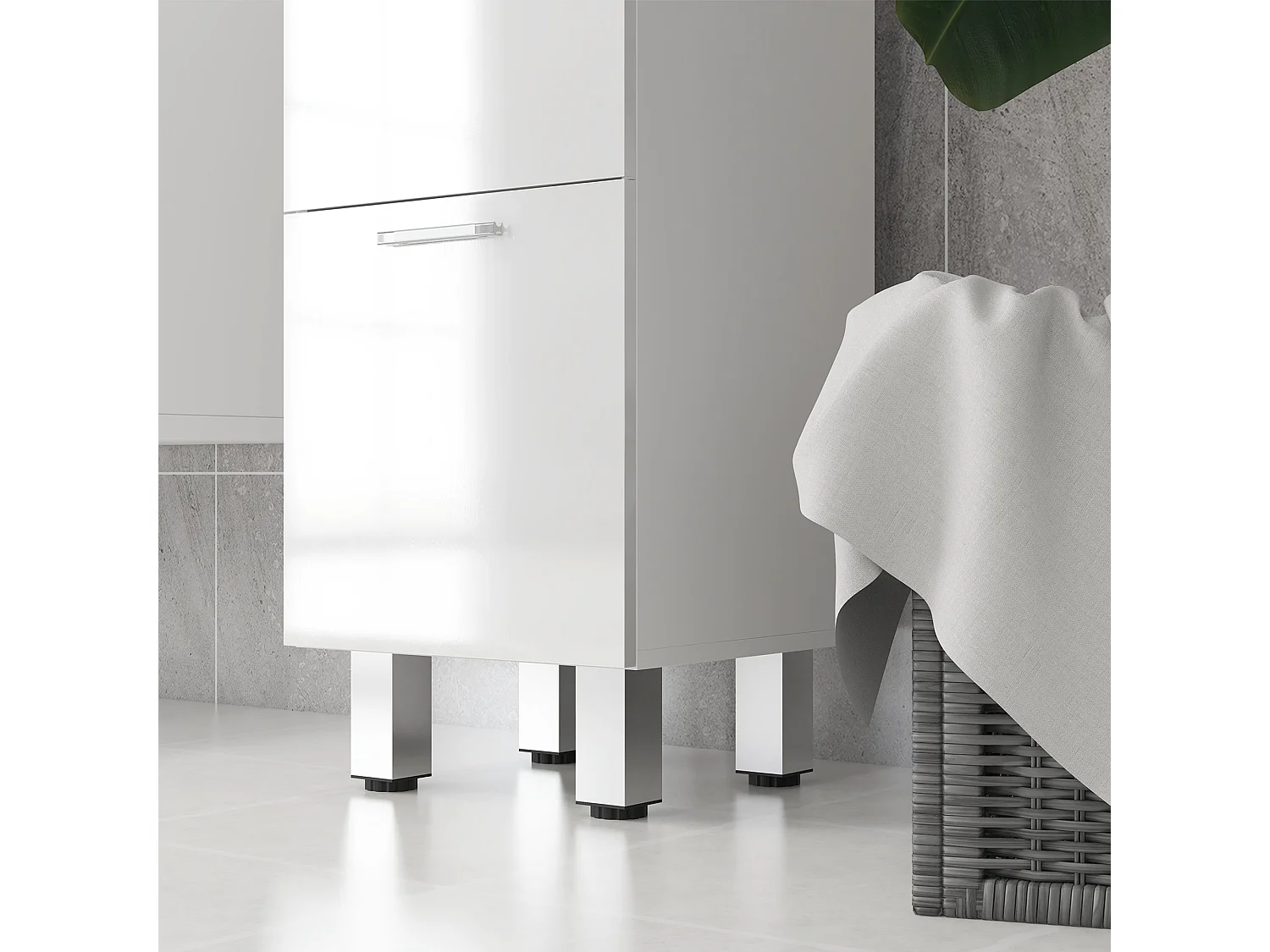 Mobiletto bagno in truciolato con 4 cassetti bianco
