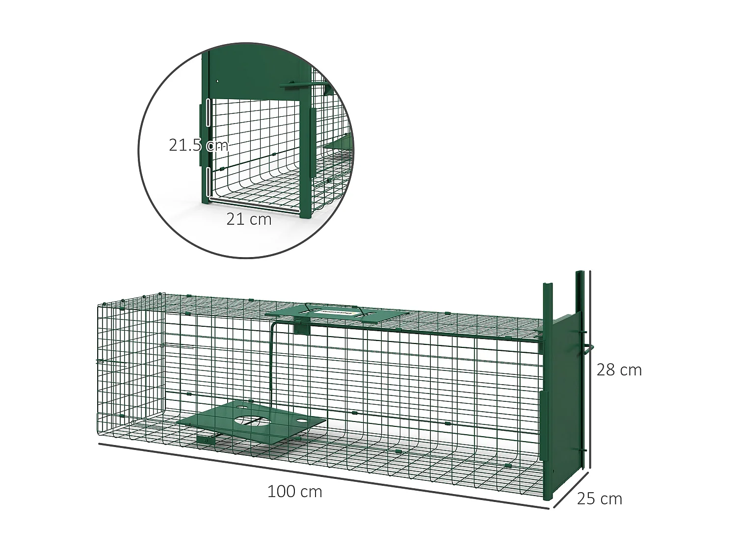 Gabbia trappola per ratti e topi 100x25x28cm verde
