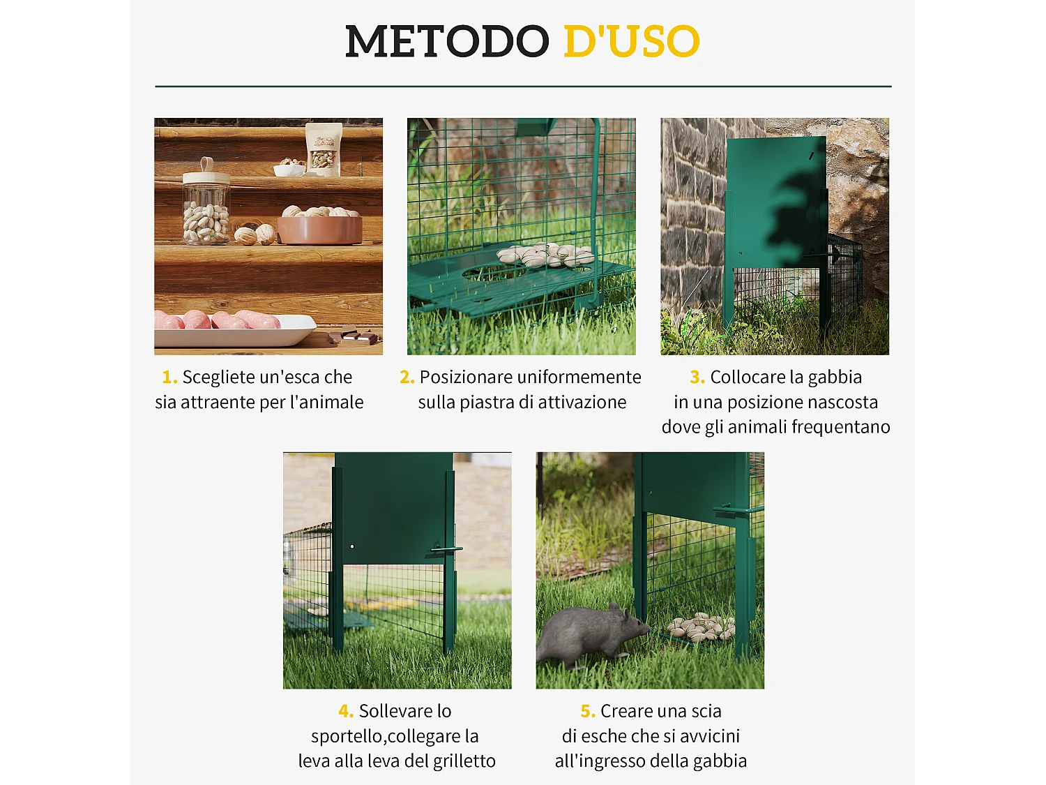 Gabbia trappola per ratti e topi 100x25x28cm verde