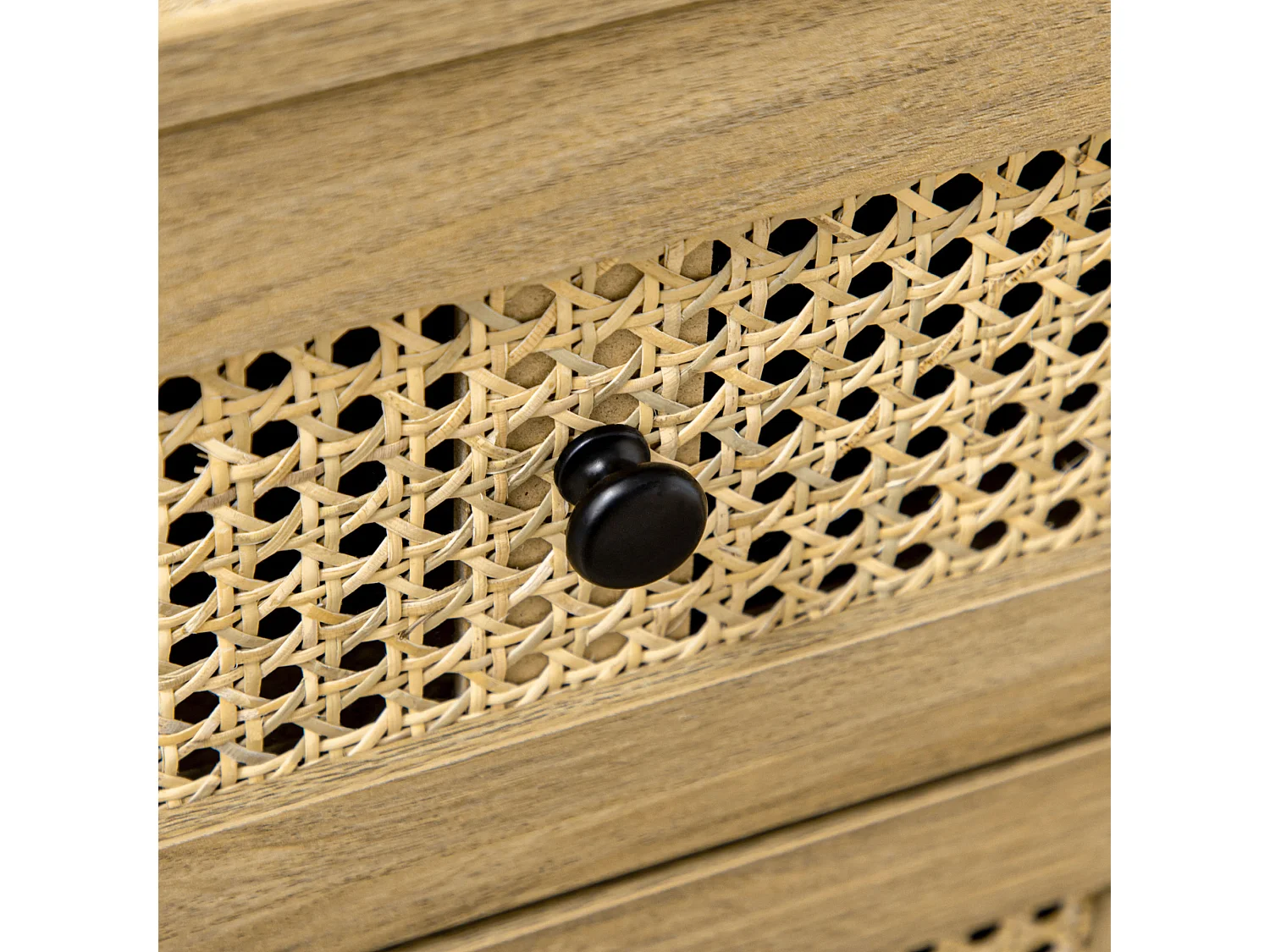 Cassettiera camera da letto a 4 cassetti in rattan stile boho