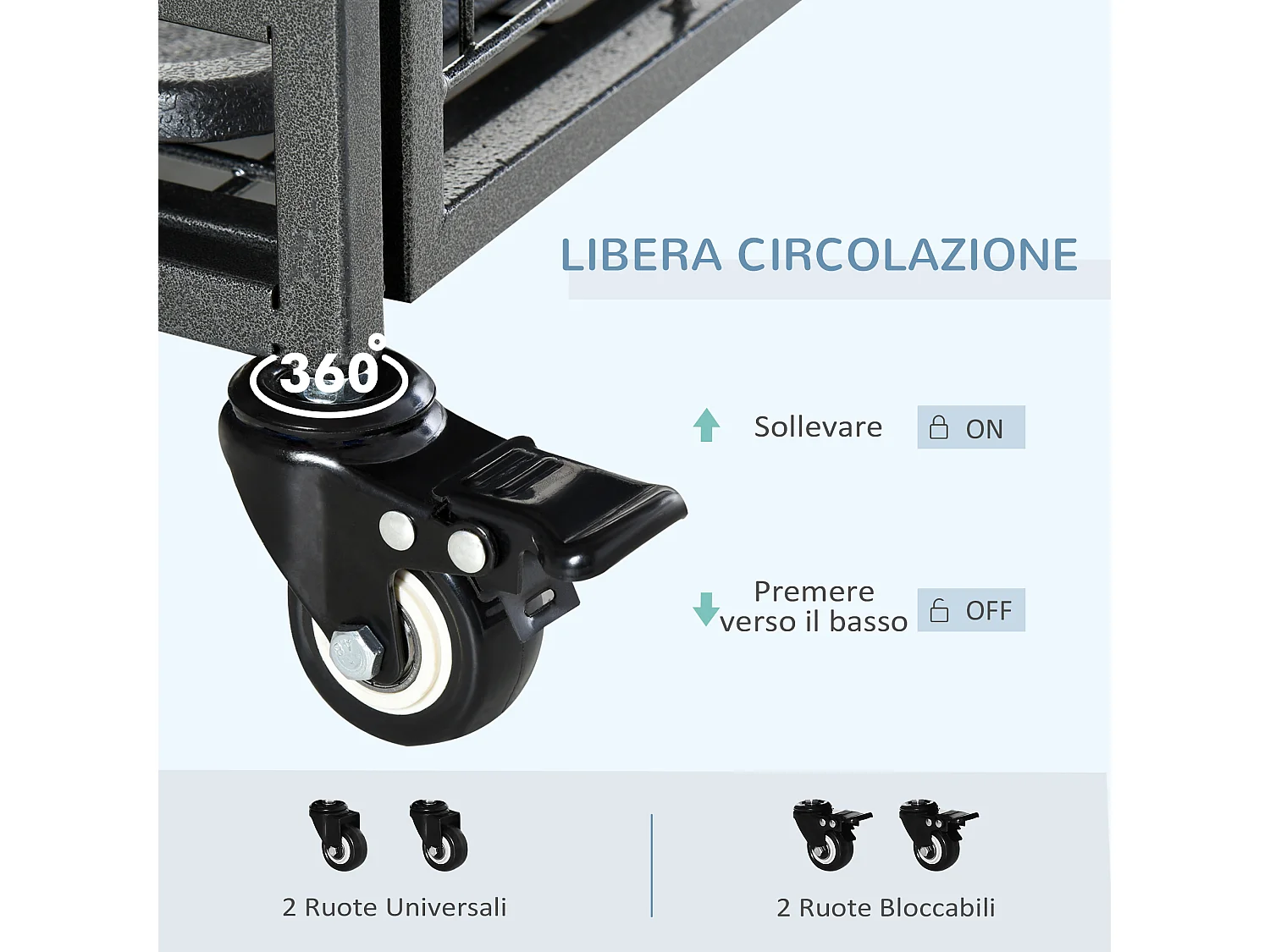 Kennel per cani pieghevole con porta con blocco e ruote grigio