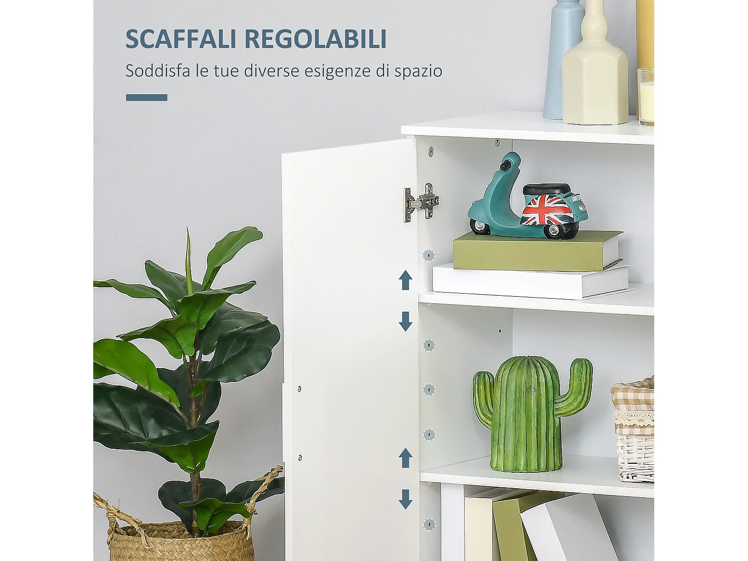 Mobile bagno con 2 ante con soft close, mobiletto bagno salvaspazio