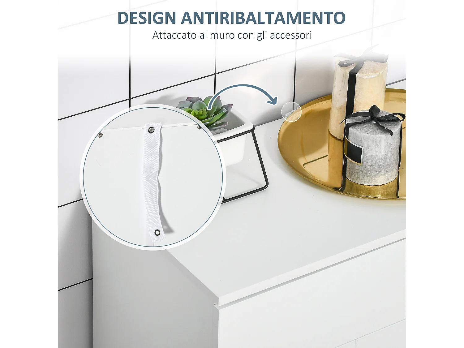 Mobile bagno con 2 ante con soft close, mobiletto bagno salvaspazio