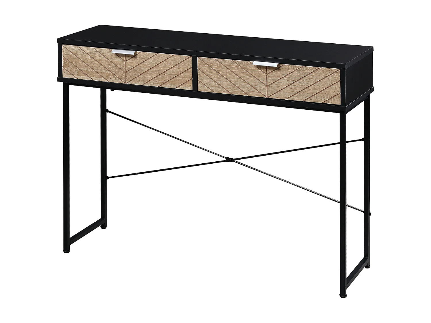 Consolle moderna con 2 cassetti in metallo 100x30x75cm nero