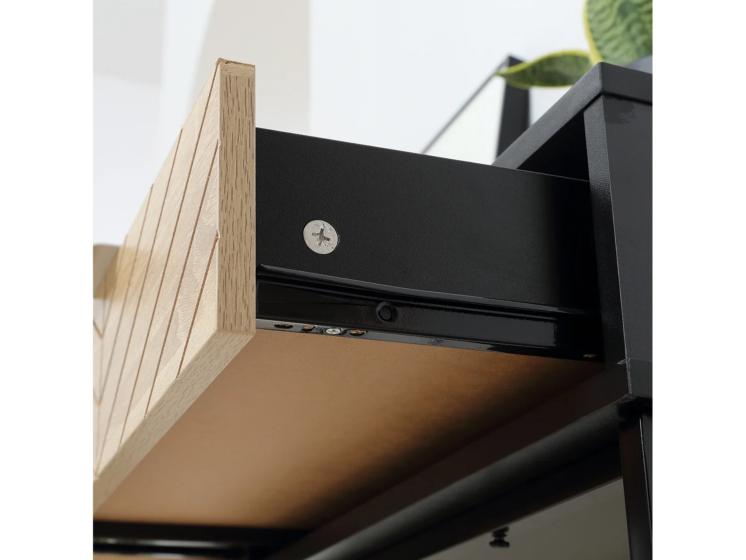 Consolle moderna con 2 cassetti in metallo 100x30x75cm nero