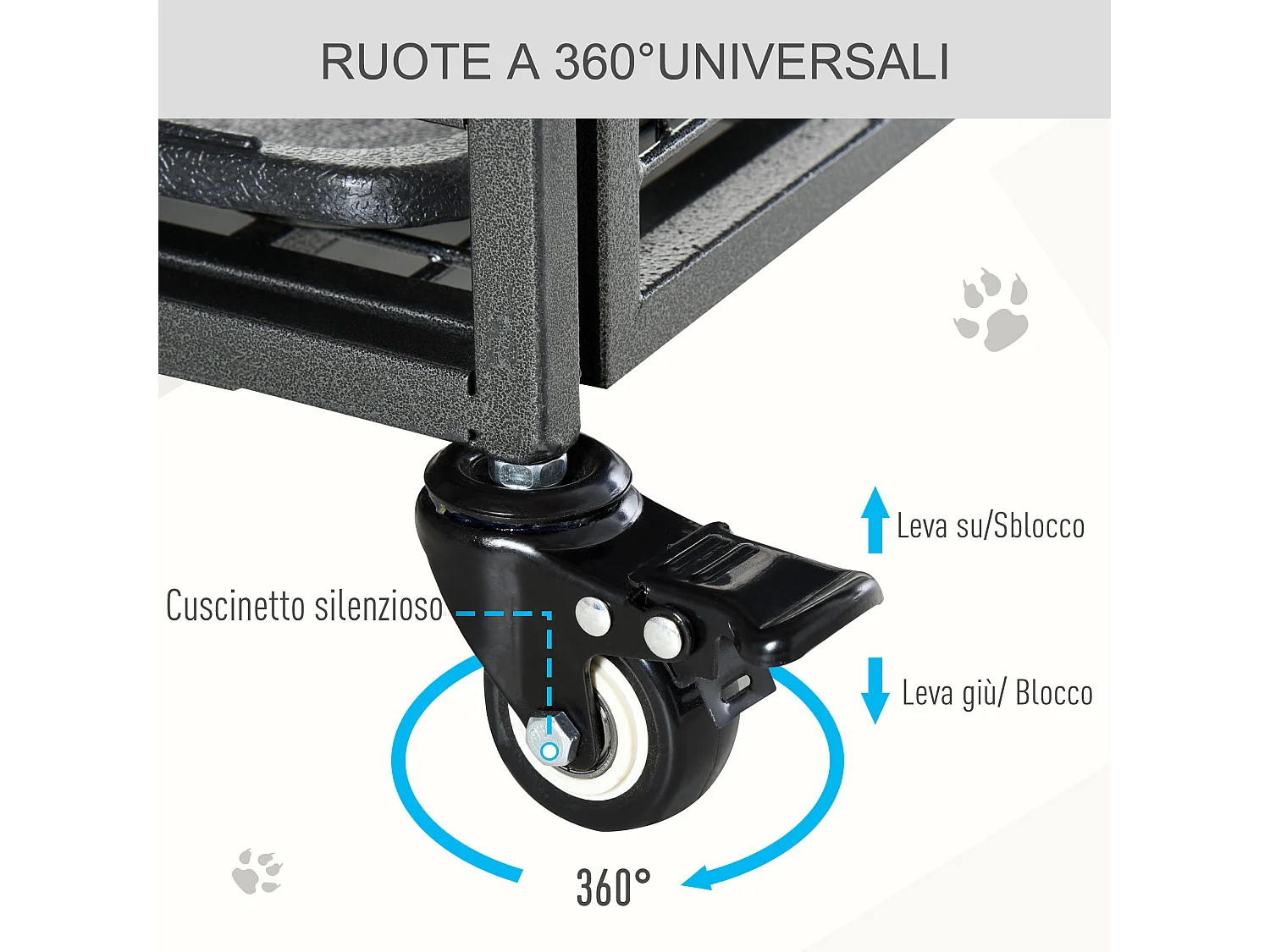 Kennel gabbia per cani pieghevole porta con blocco 4 ruote
