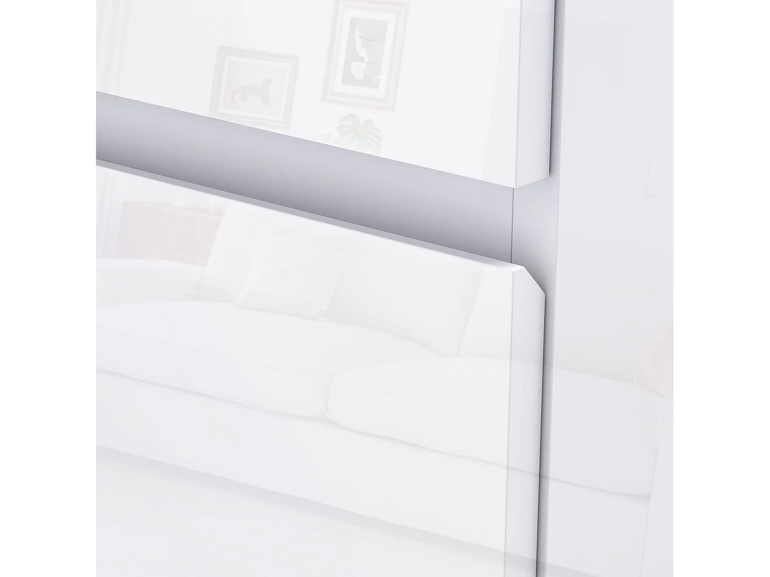 Cassettiera 4 cassetti in truciolato moderna 55x33x80 cm bianco lucido