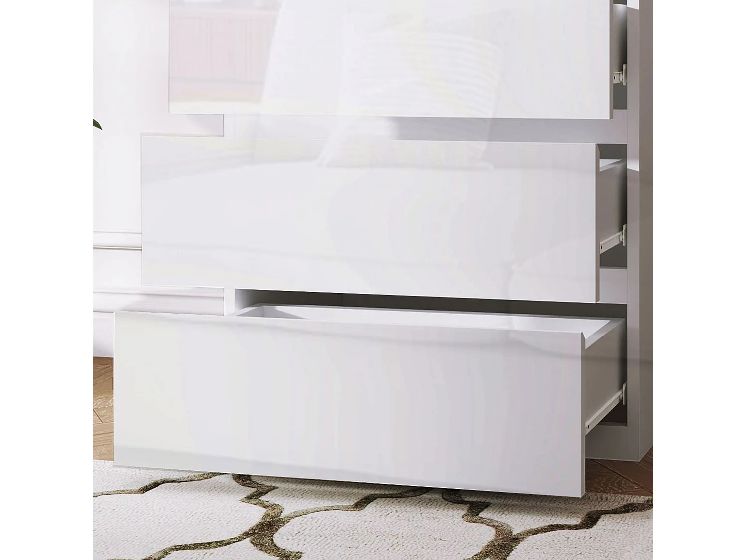 Cassettiera 5 cassetti in truciolato moderna 55x33x100cm bianco lucido