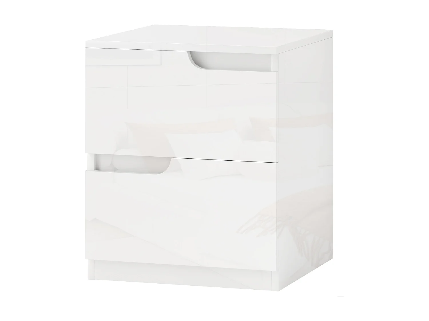 Comodino moderno con 2 cassetti in truciolato 40x40x48 cm bianco