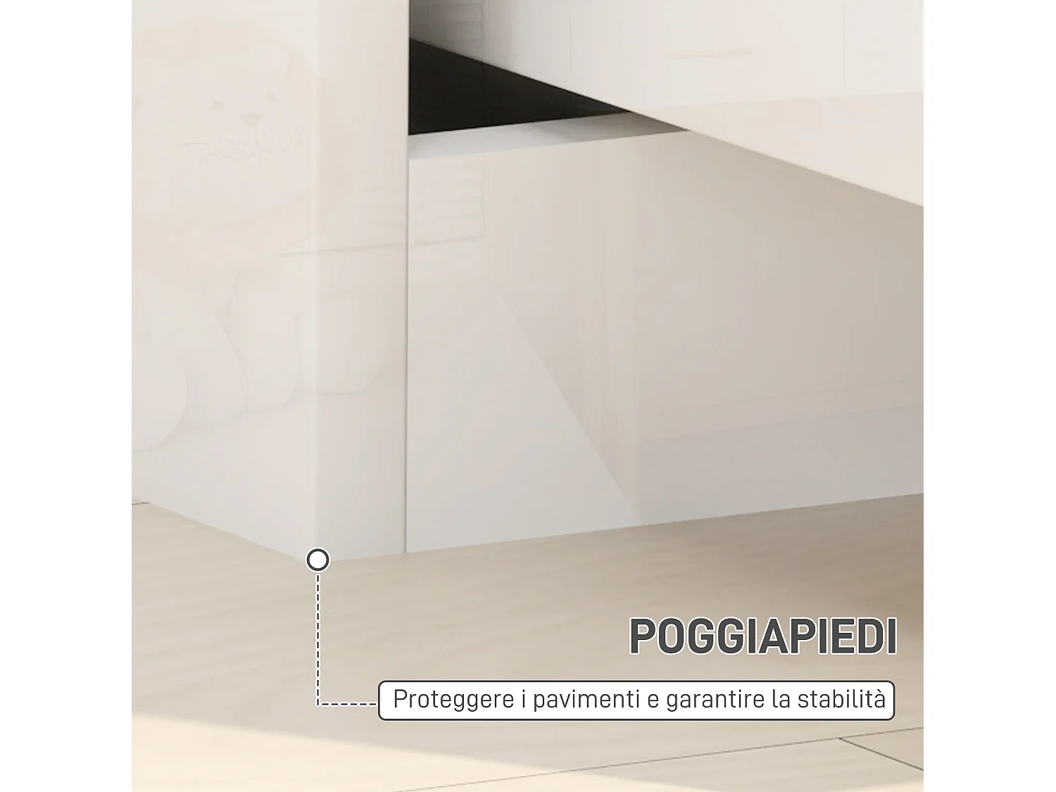 Comodino moderno con 2 cassetti in truciolato 40x40x48 cm bianco