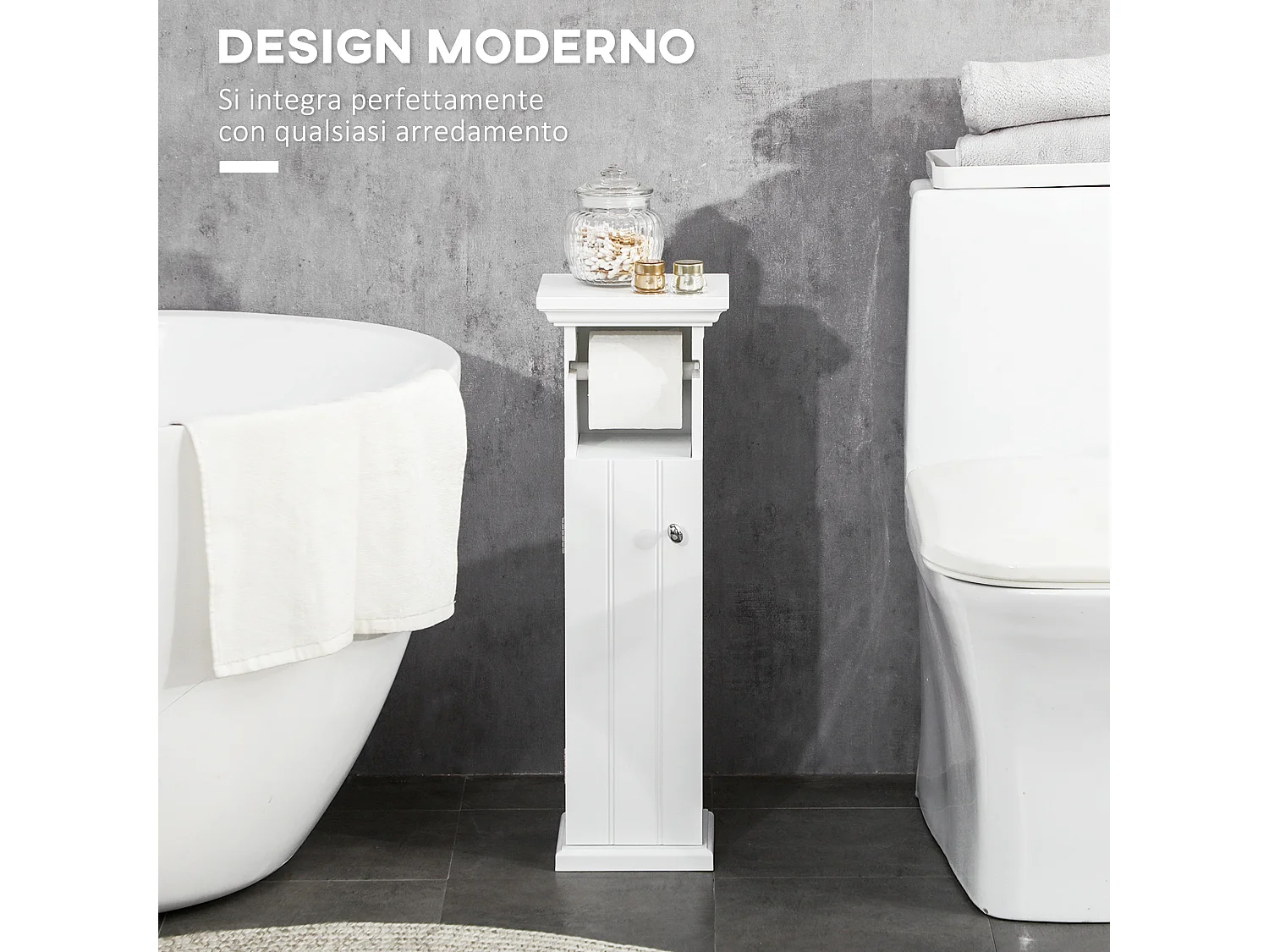 Mobile bagno con porta carta igienica e armadietto in mdf