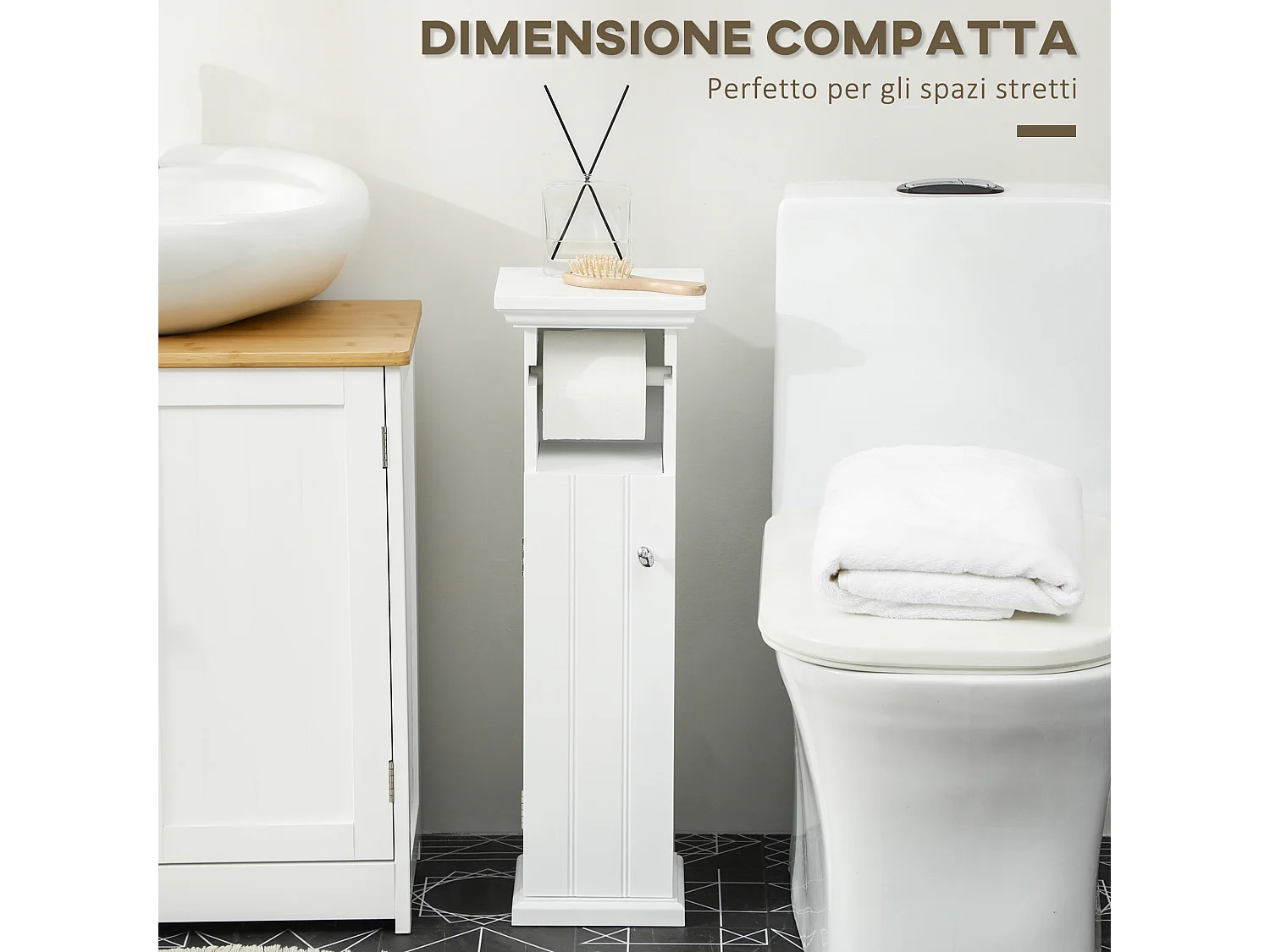 Mobile bagno con porta carta igienica e armadietto in mdf