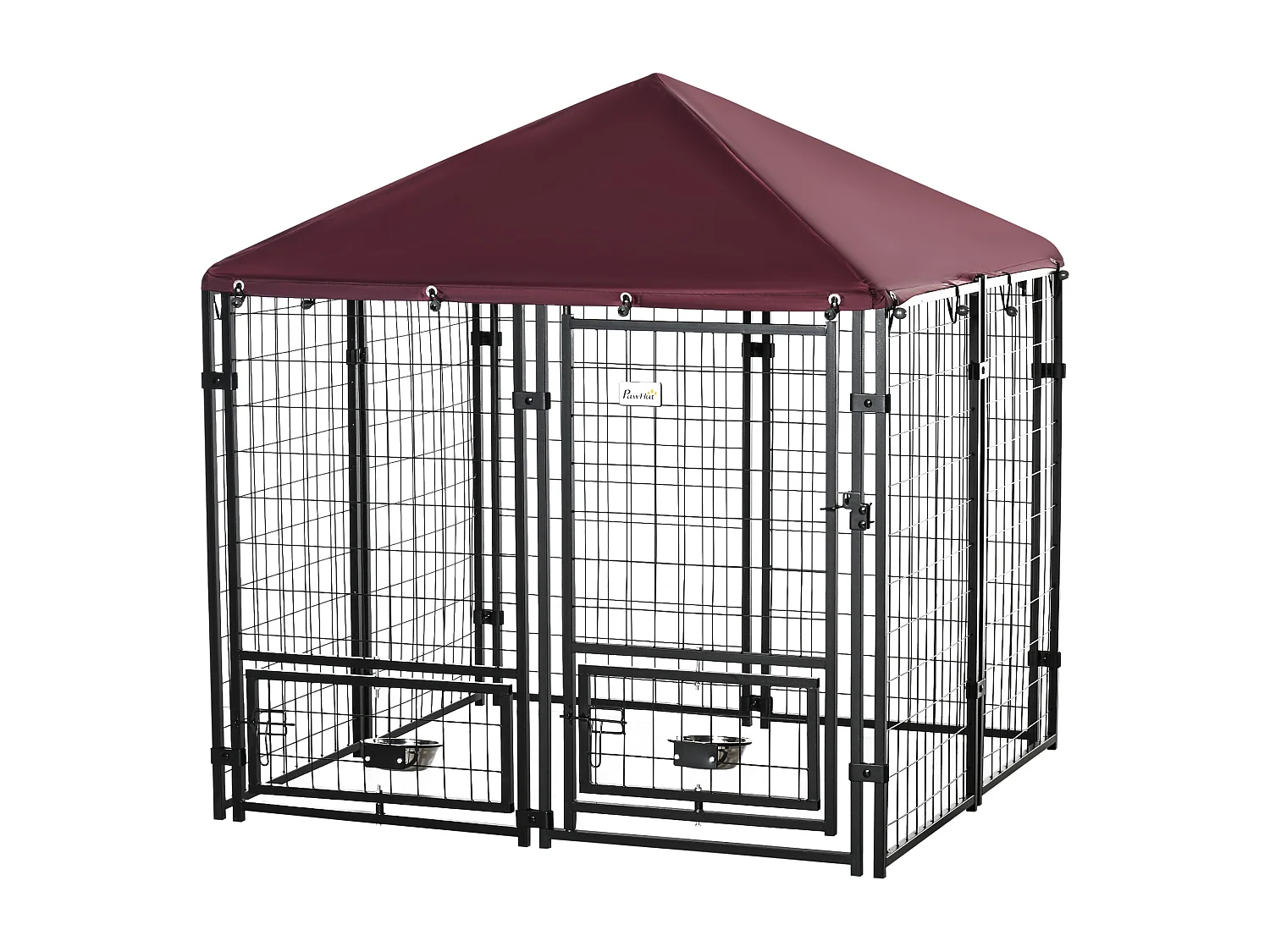 Recinto per cani da esterno in acciaio con copertura in tessuto