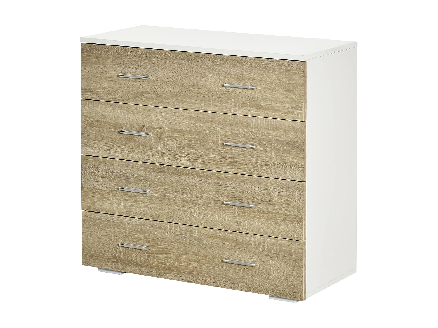 Cassettiera camera da letto comò camera da letto con 4 cassetti con maniglie in alluminio