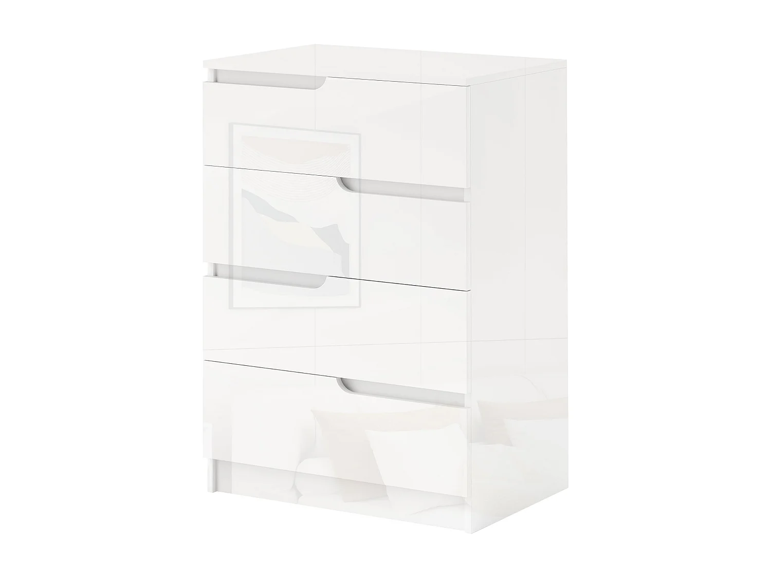 Cassettiera 4 cassetti moderna in truciolato bianco 60x40x85 cm