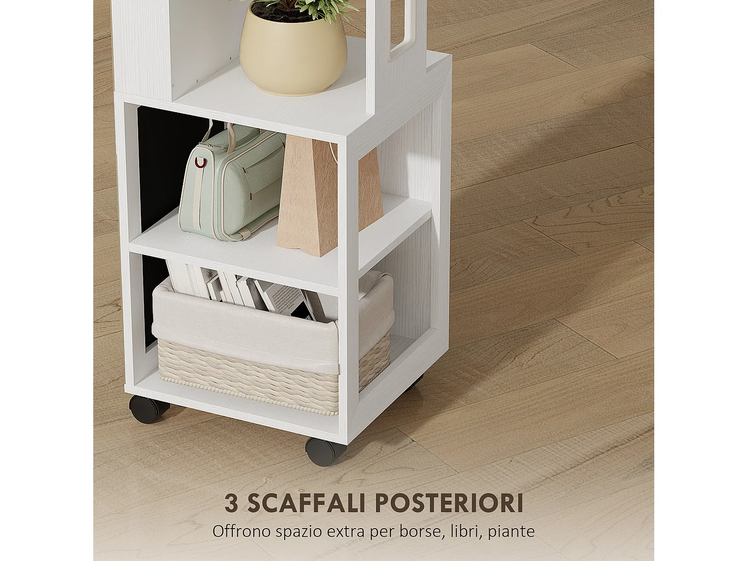 Armadio portagioie con specchio girevole luce e serratura nero