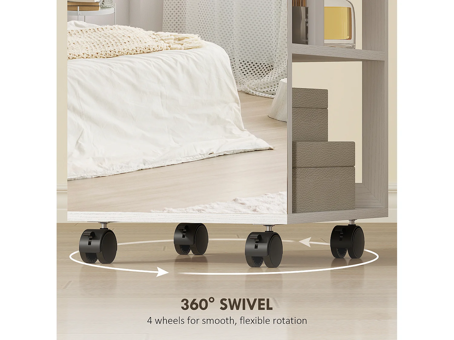 Armadio portagioie con specchio girevole luce e serratura nero