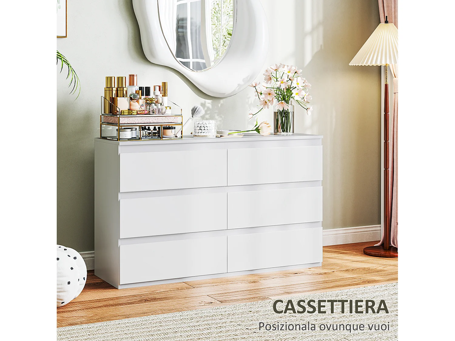 Cassettiera camera da letto 6 cassetti comò camera da letto in legno