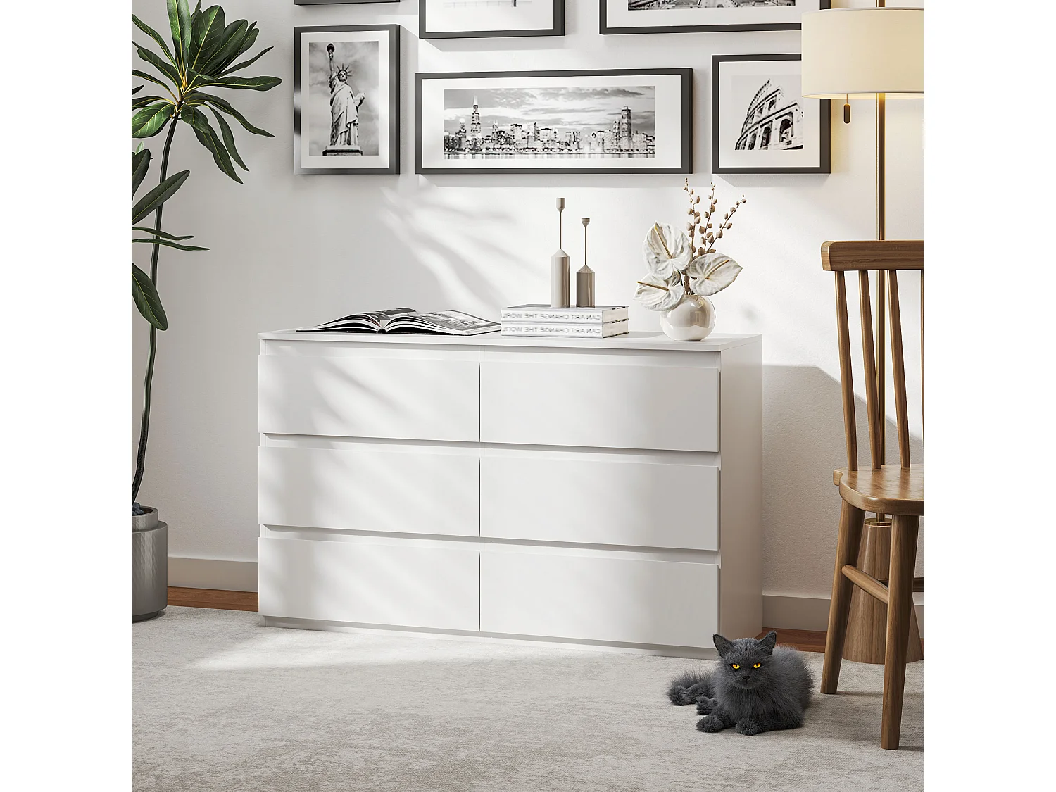 Cassettiera camera da letto 6 cassetti comò camera da letto in legno