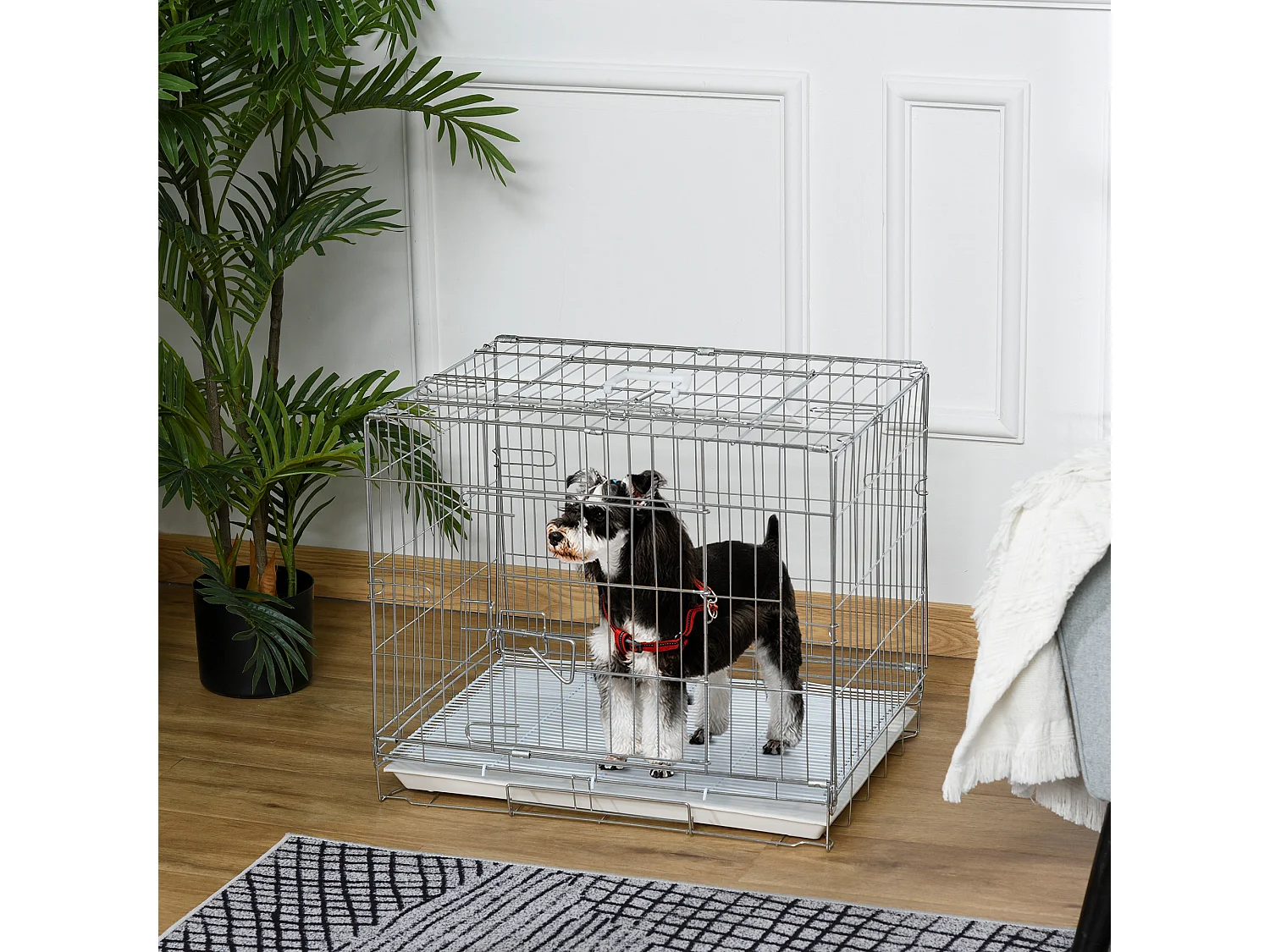 Kennel Gabbia per Cani Pieghevole in Acciaio Galvanizzato