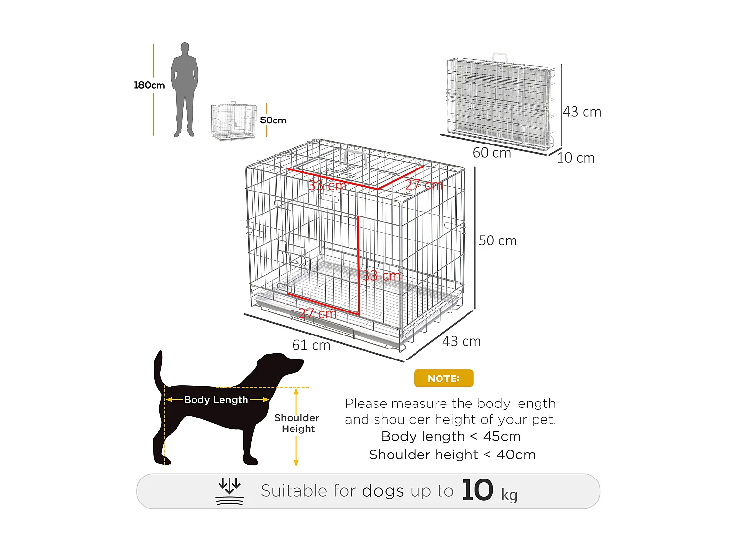 Kennel Gabbia per Cani Pieghevole in Acciaio Galvanizzato