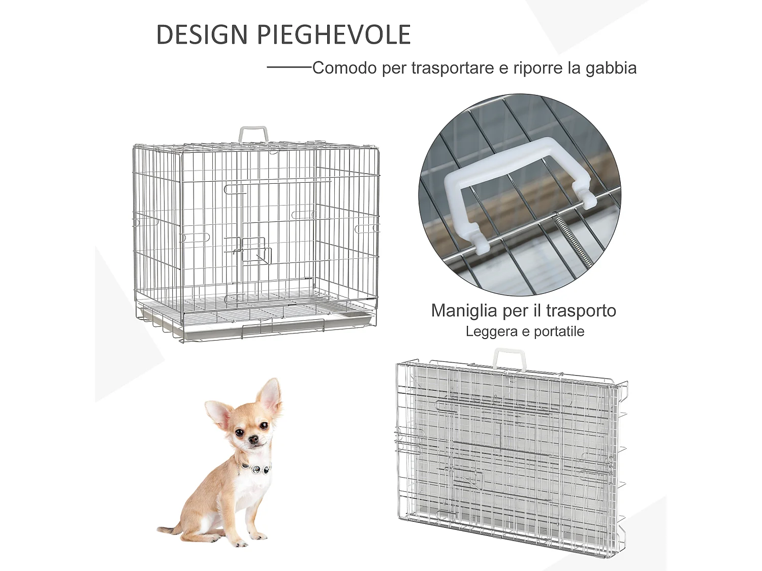 Kennel Gabbia per Cani Pieghevole in Acciaio Galvanizzato