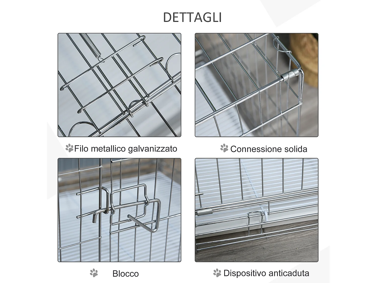 Kennel Gabbia per Cani Pieghevole in Acciaio Galvanizzato