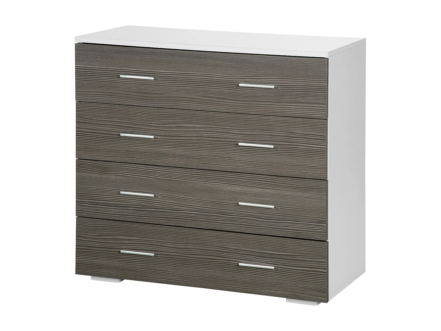 Cassettiera moderna 4 cassetti legno bianco grigio 76x35x72cm