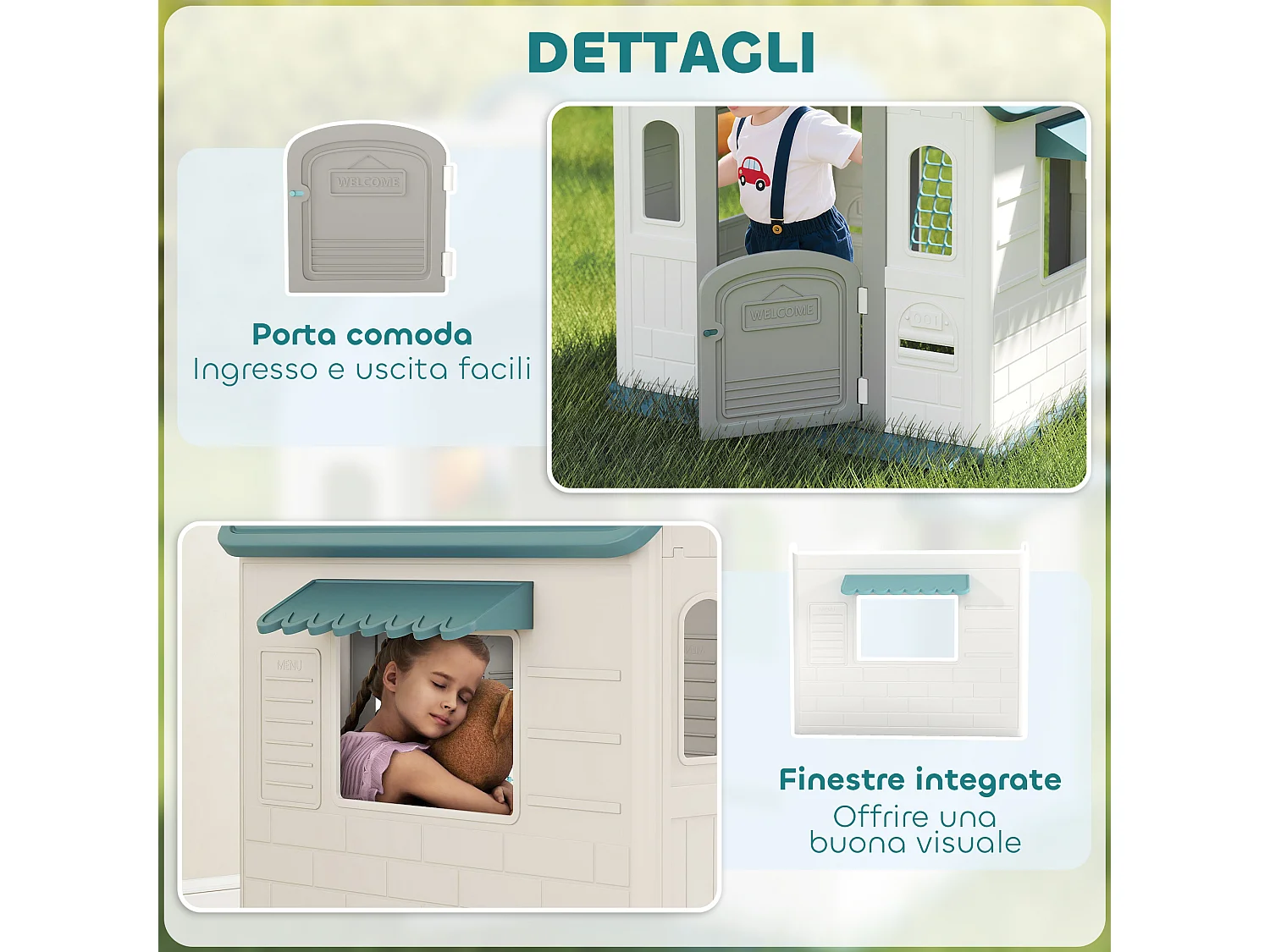 Casetta per bambini 5 in 1 in pp multicolore 132x118x124 cm