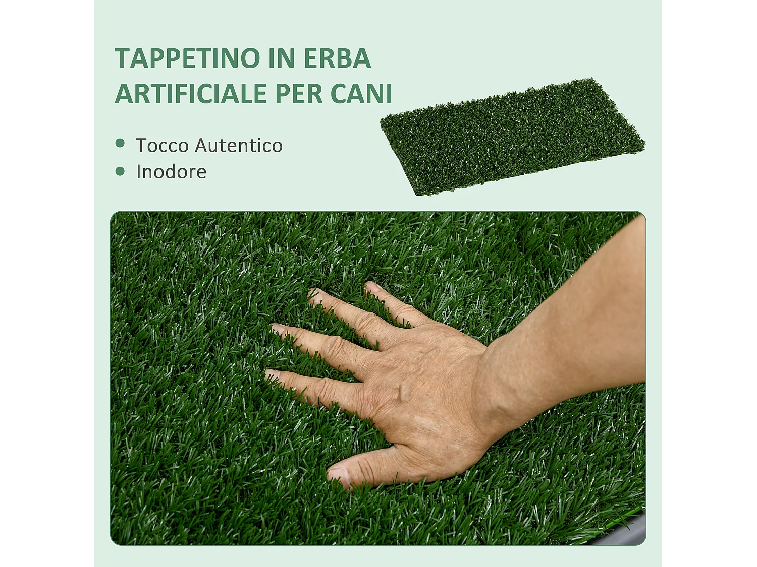 Toilette per cani prato finto e ricambio con vassoio 67x41x3.5 cm