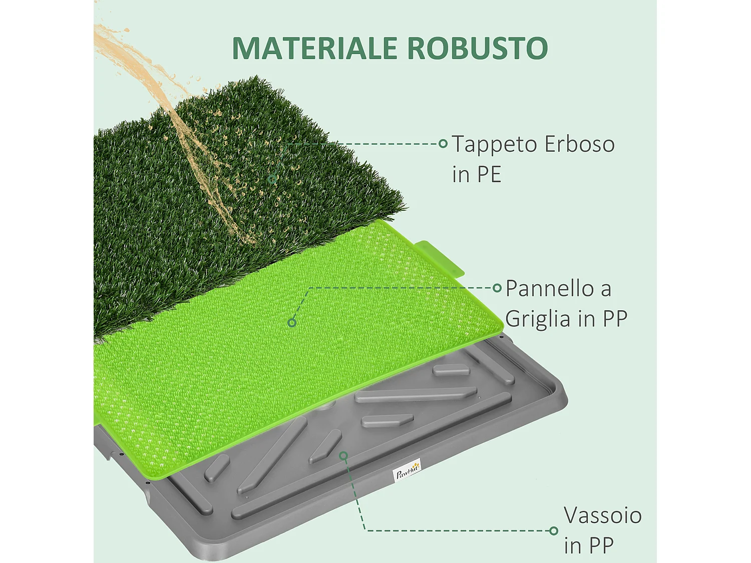 Toilette per cani prato finto e ricambio con vassoio 67x41x3.5 cm