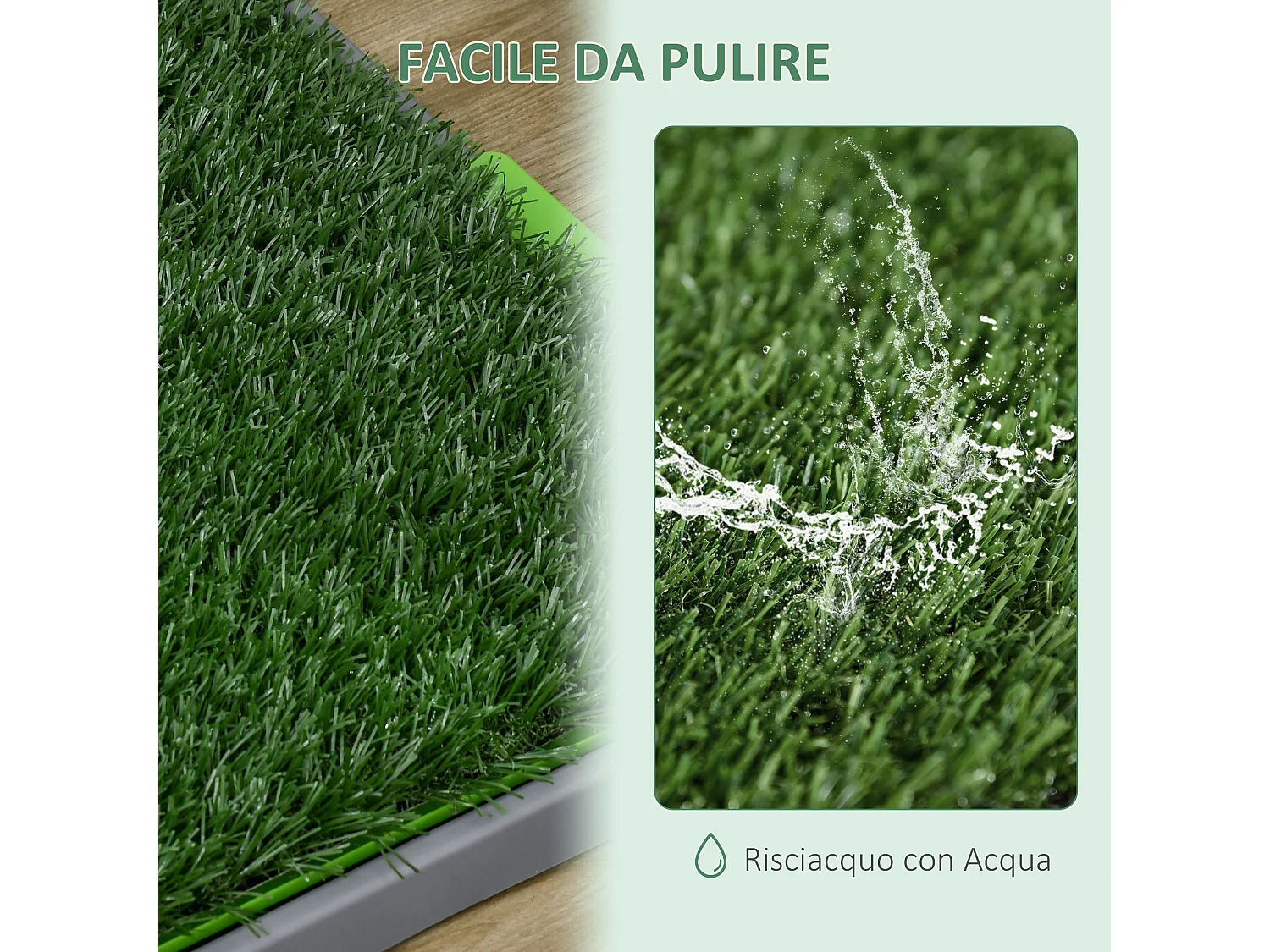 Toilette per cani prato finto e ricambio con vassoio 67x41x3.5 cm