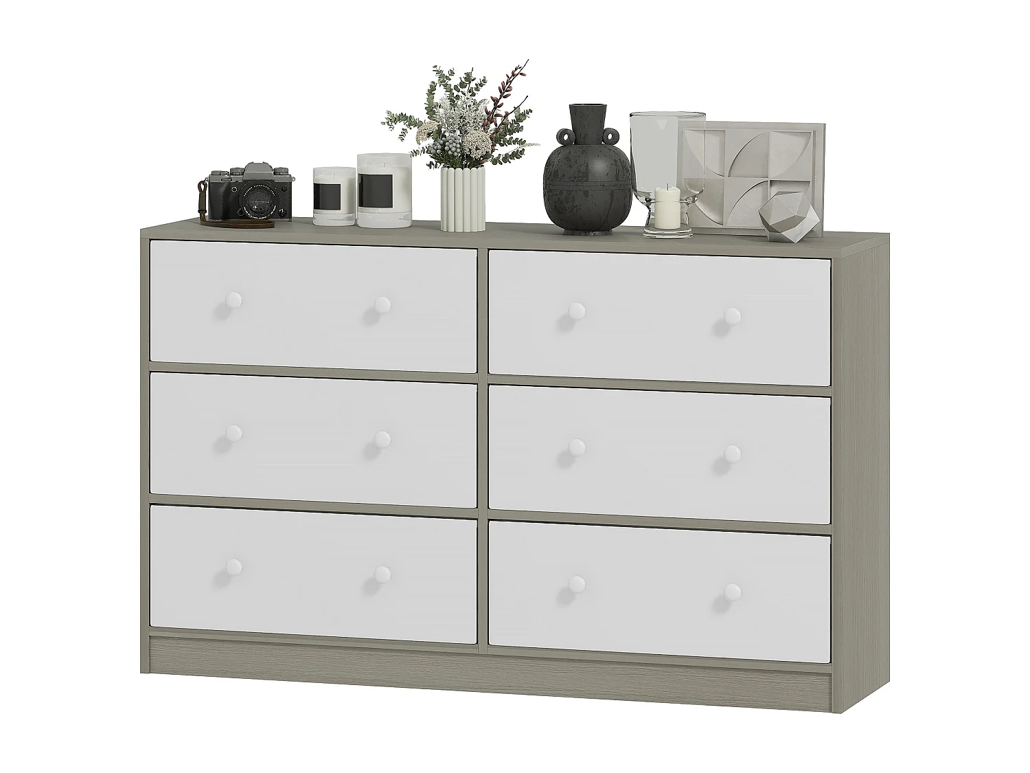 Cassettiera in tessuto con 6 cassetti pieghevoli con maniglie doppie