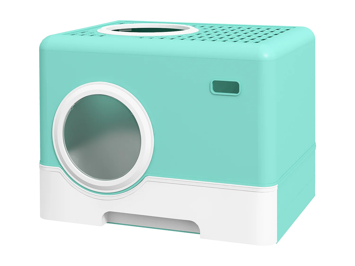 Lettiera per gatti chiusa con paletta e vassoio estraibile verde