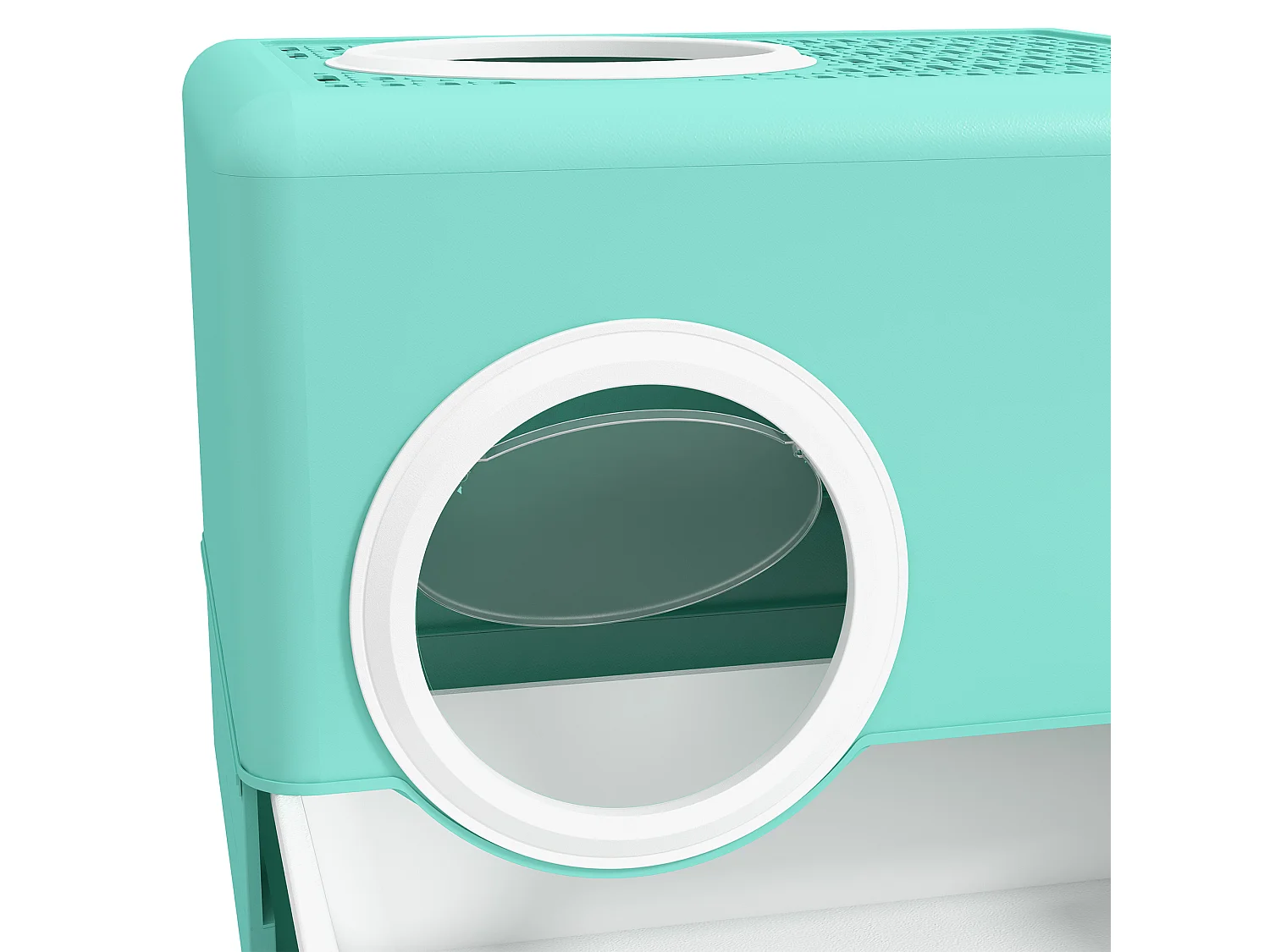 Lettiera per gatti chiusa con paletta e vassoio estraibile verde