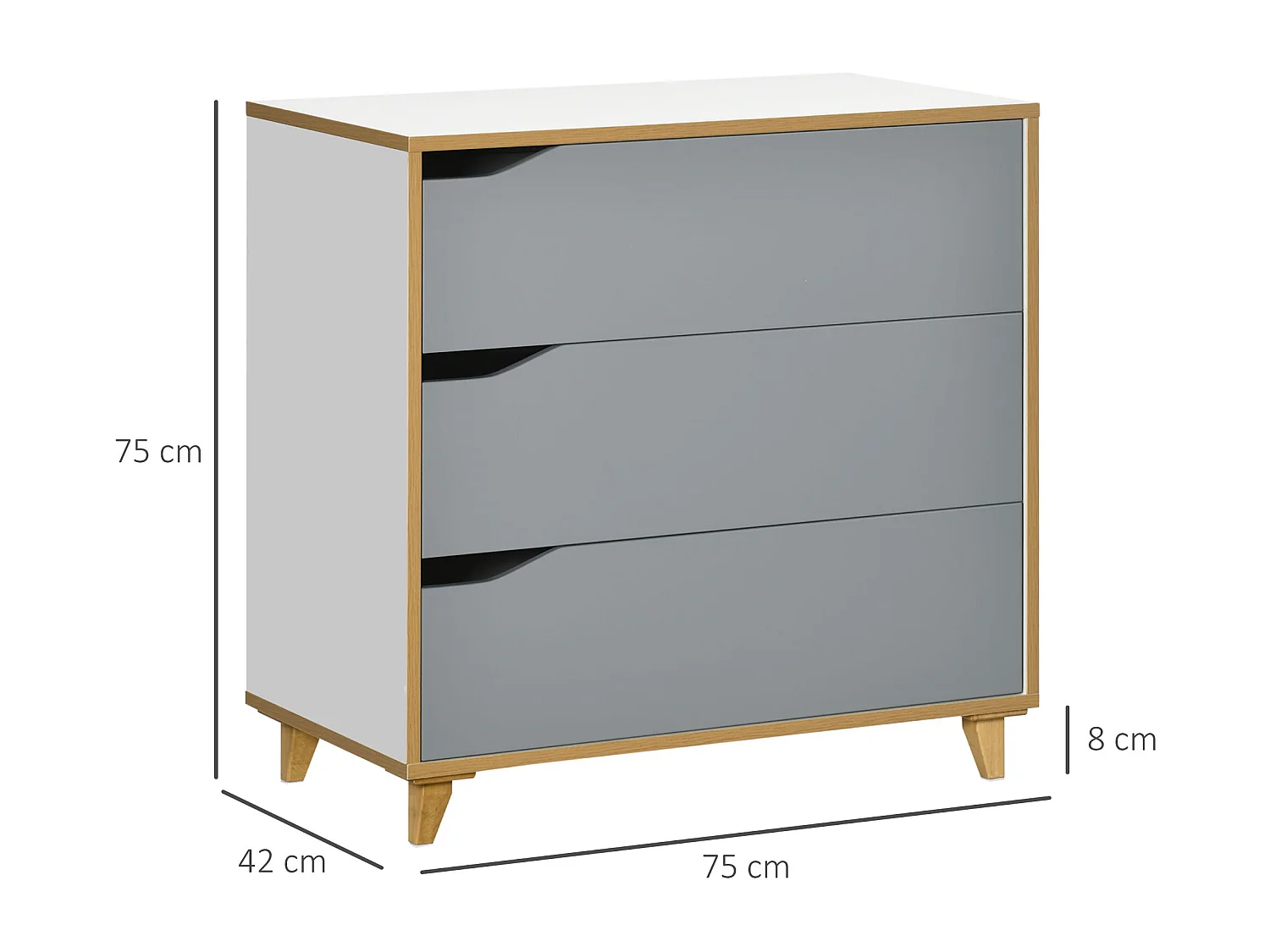 Cassettiera moderna 3 cassetti per soggiorno e camera da letto