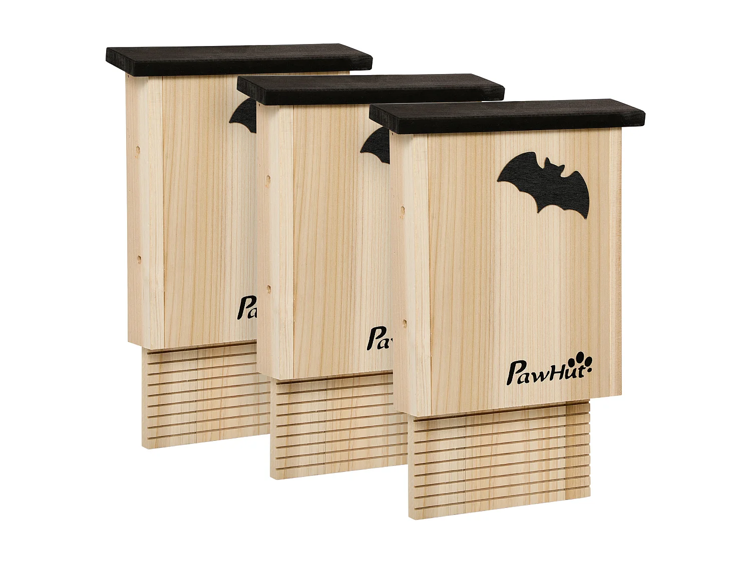 Set 3 casette per pipistrelli in legno di abete colore legno naturale