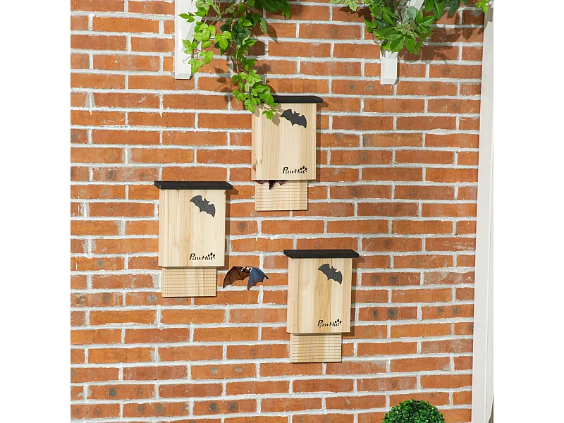 Set 3 casette per pipistrelli in legno di abete colore legno naturale