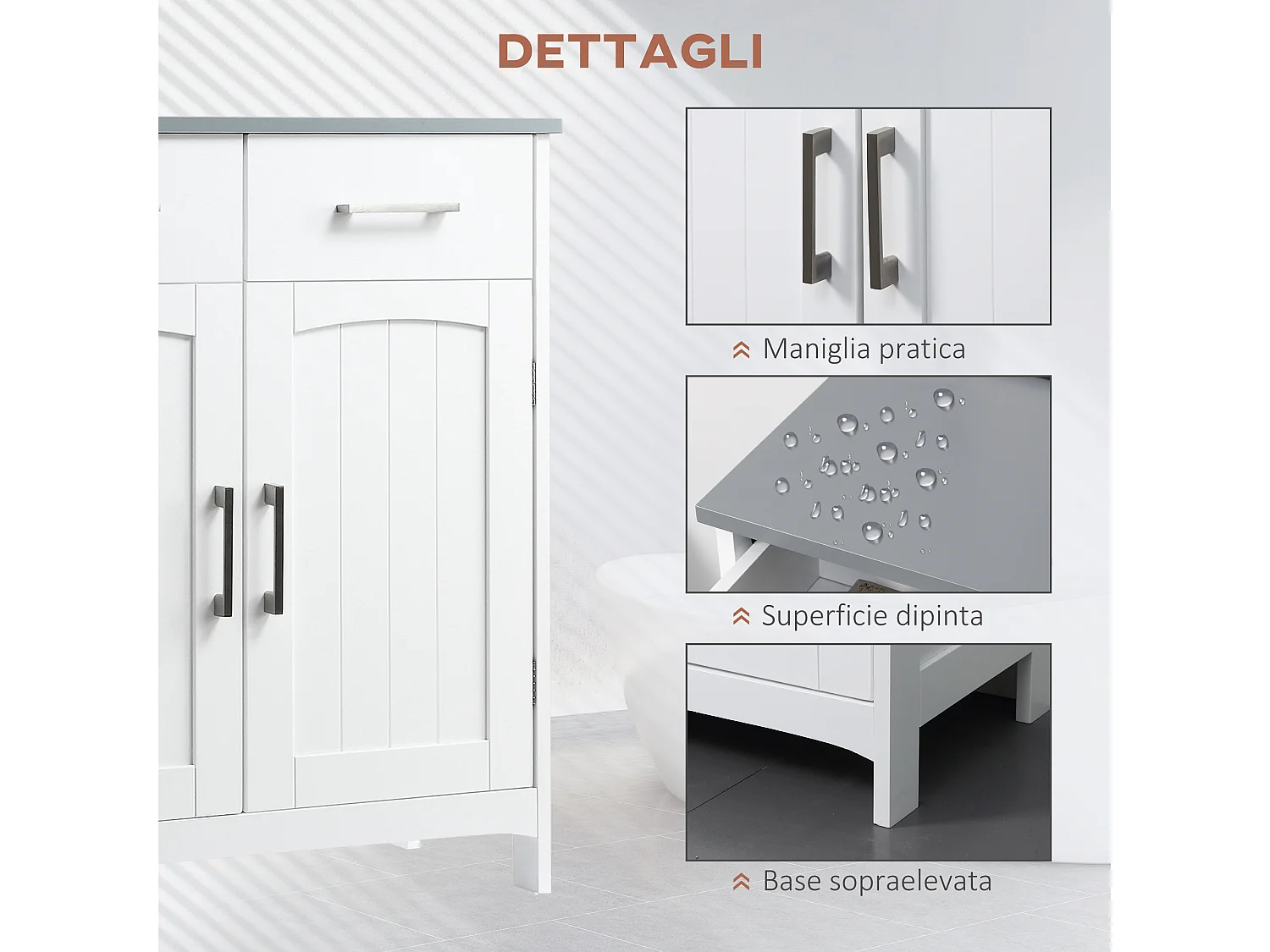 Mobiletto bagno con 2 ante 2 cassetti e ripiano regolabile