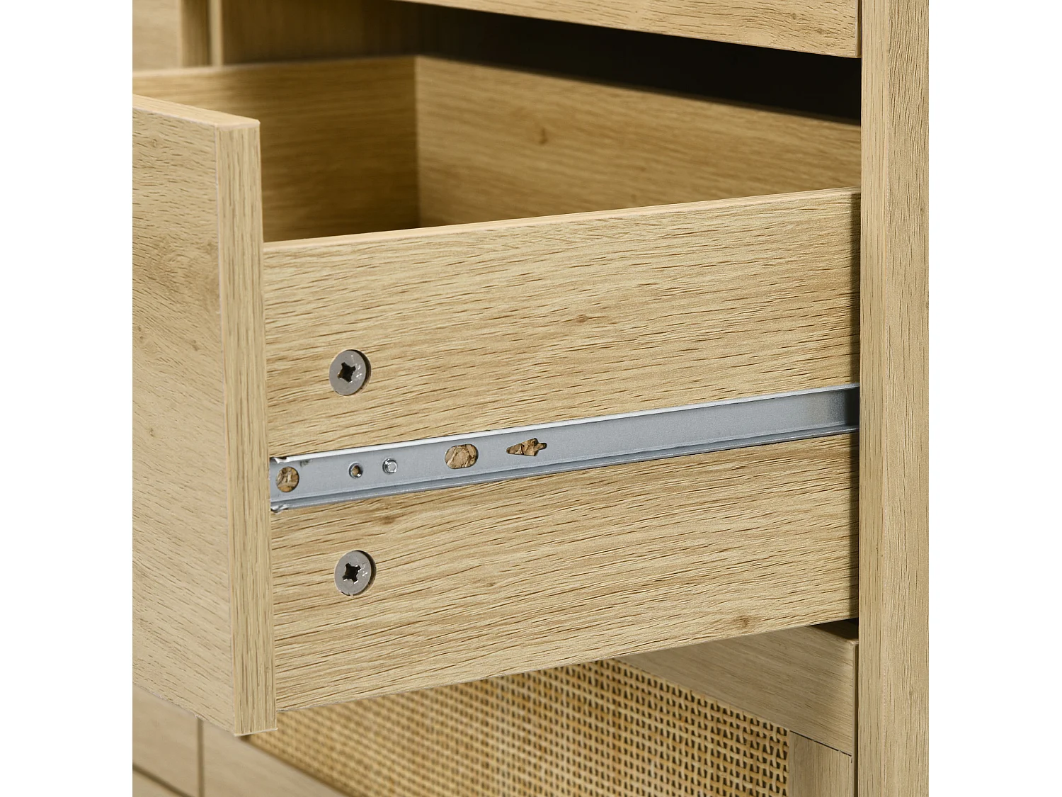 Cassettiera camera da letto a 6 cassetti in rattan comò moderna con maniglie