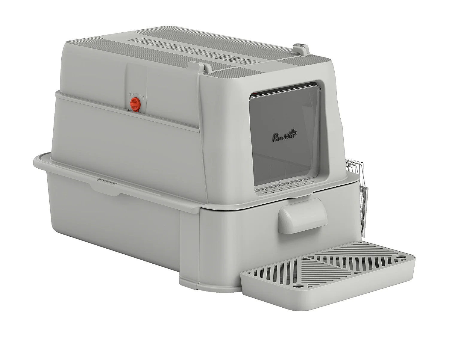 Lettiera per gatti chiusa da 80l con vassoio estraibile grigio chiaro