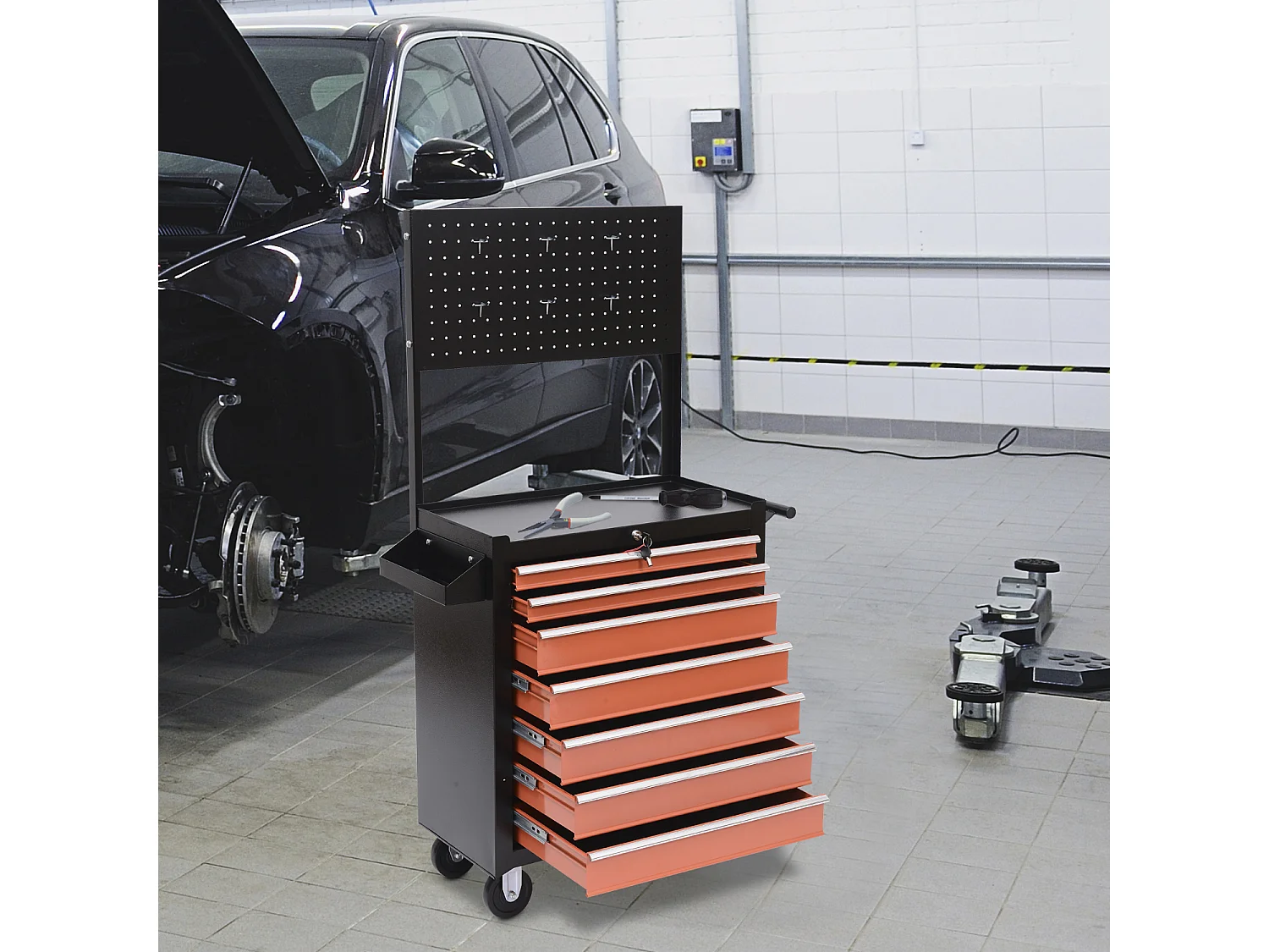 Carrello porta attrezzi da officina con ruote in acciaio