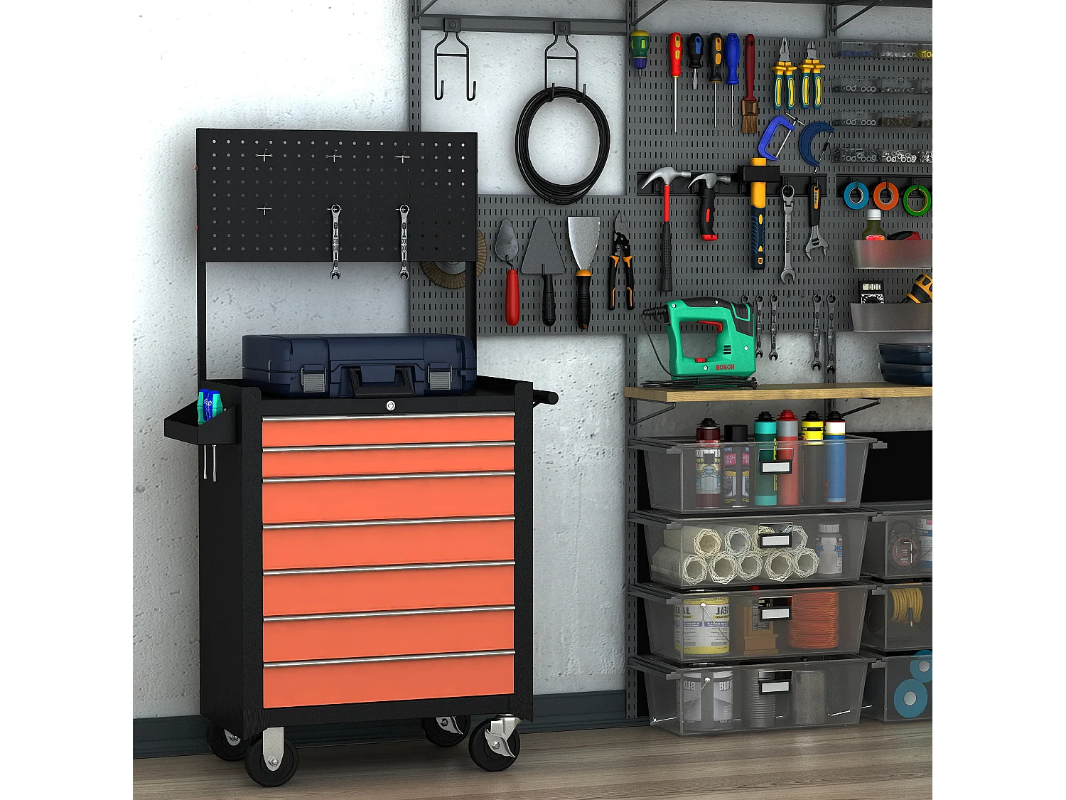 Carrello porta attrezzi da officina con ruote in acciaio