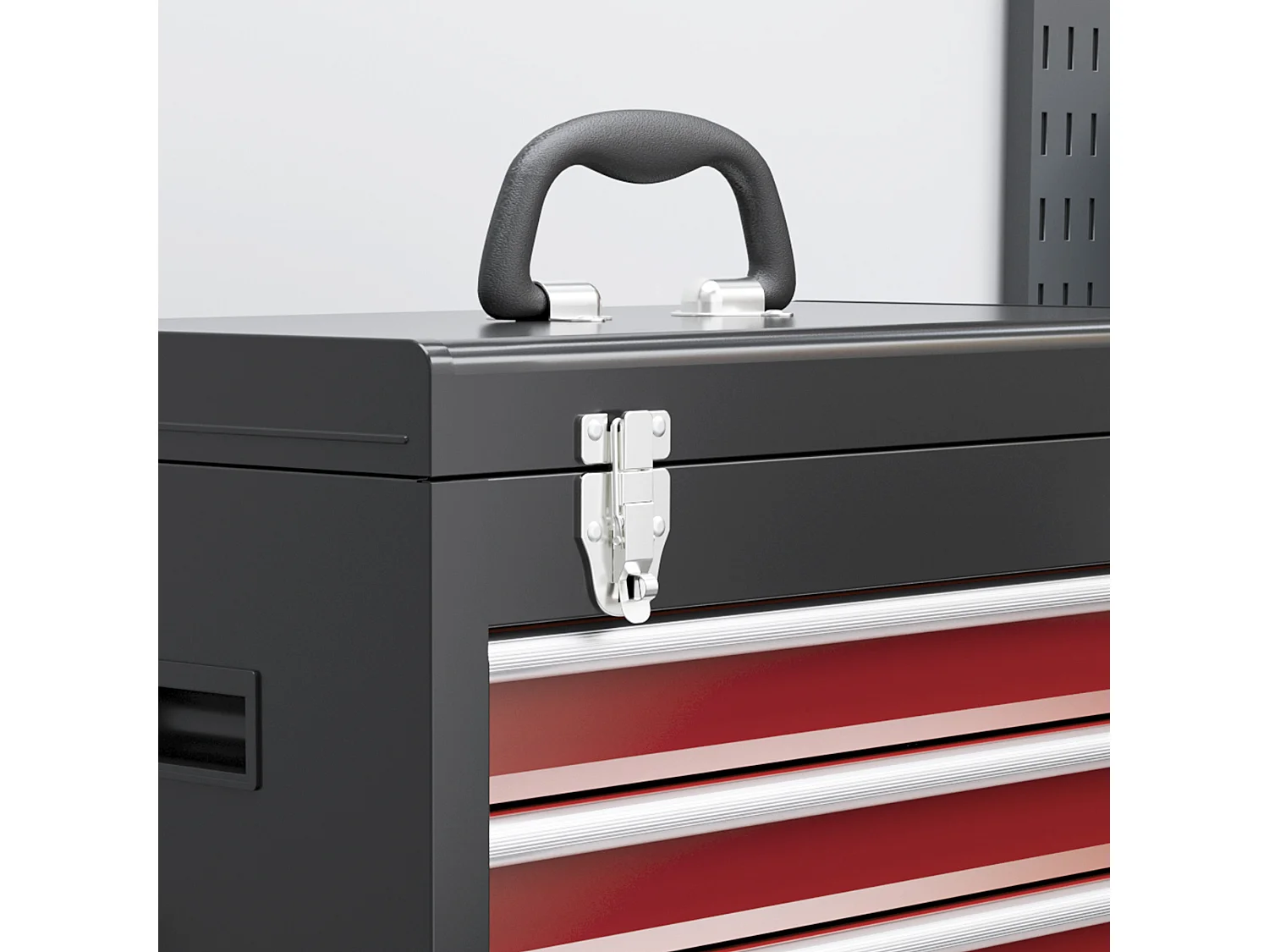 Carrello portautensili con cassetta rimovibile e armadietto con chiavi